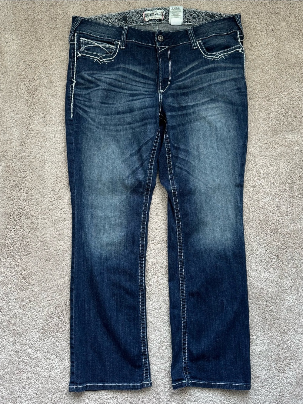 Ariat Women's R.E.A.L Plus Size Boot Cut Entwined Jeans Sz 20 WR